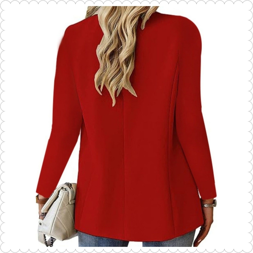Red Women's One Button Blazer - Picture 4 of 8